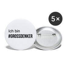 Lade das Bild in den Galerie-Viewer, #GROSSDENKER Buttons klein 25 mm (5er Pack) - weiß