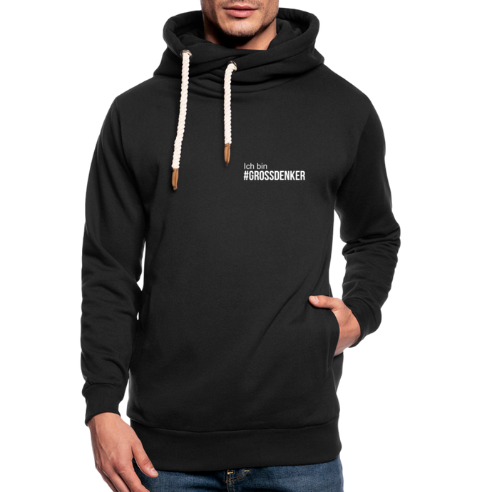 Unisex #GROSSDENKER Schalkragen Hoodie - Schwarz