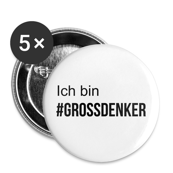 #GROSSDENKER Buttons klein 25 mm (5er Pack) - weiß